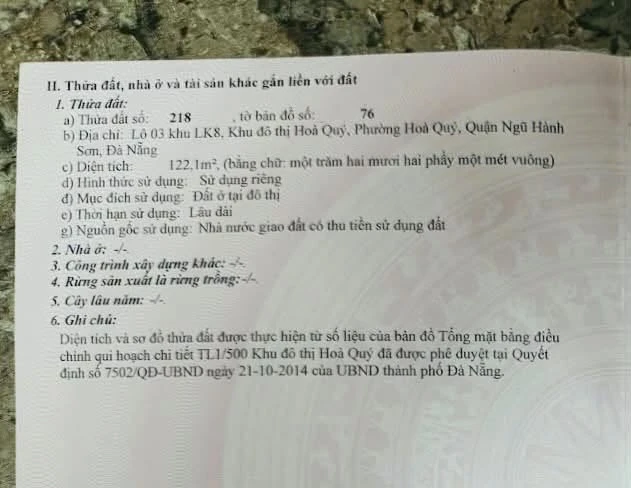 Bán đất Khu đô thị Hòa Quý 122,1 m² - 5,2 tỷ - Ảnh thu nhỏ 4