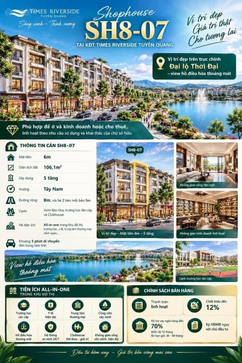 Em cần bán SH8-07 KĐT Times Riverside Tuyên Quang - Ảnh 1
