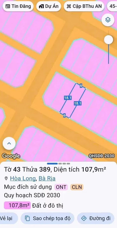 Bán đất Hòa Long Bà Rịa 108m2 giá 2 tỷ 250 triệu
