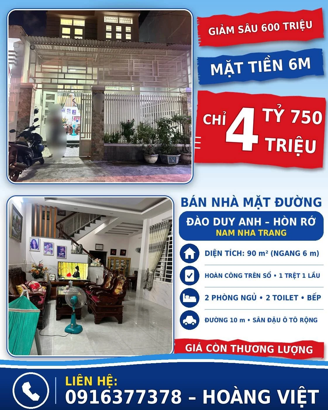 Bán nhà 2 tầng mặt tiền Đào Duy Anh Nha Trang 90m2 4.75 tỷ - Ảnh 1