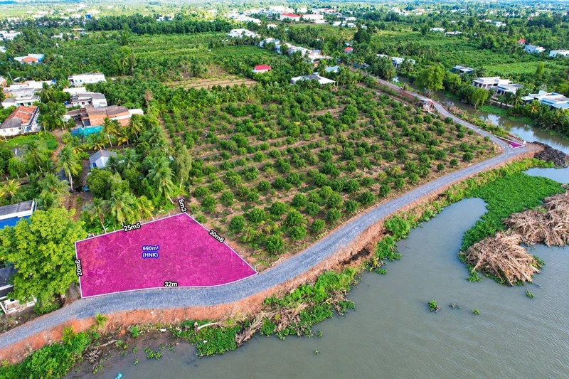 Bán đất vườn 690m² view sông Vàm Cỏ Đông Thạnh Lợi
