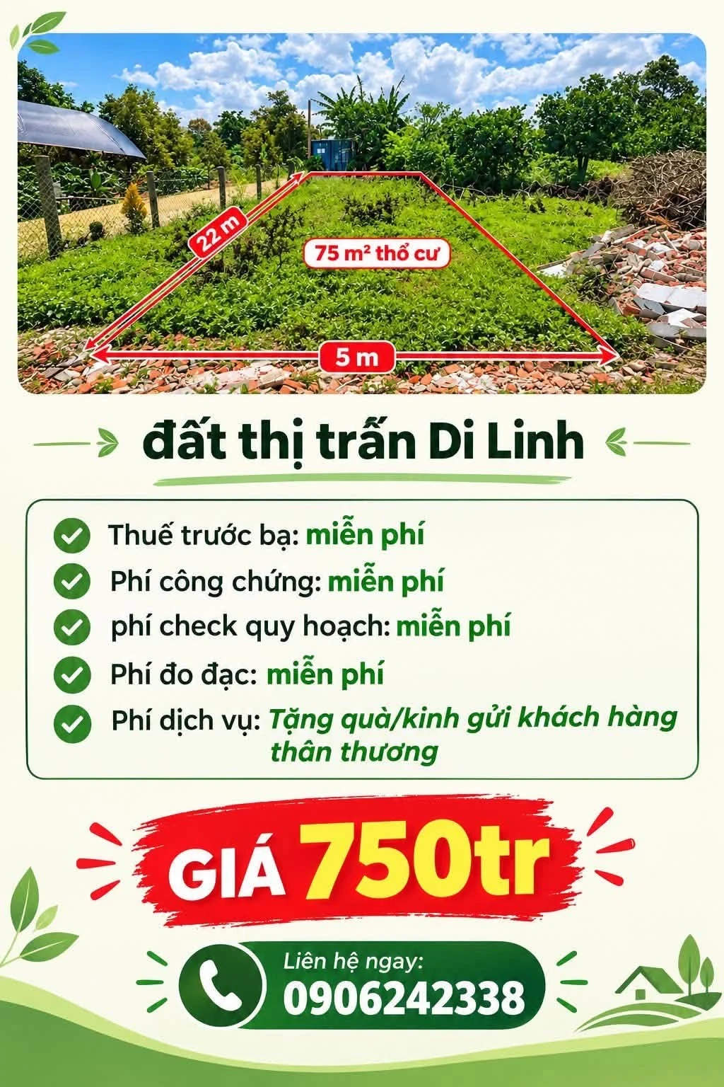 Bán đất 110m2 tại thị trấn Di Linh, Khánh Hòa - Ảnh 1