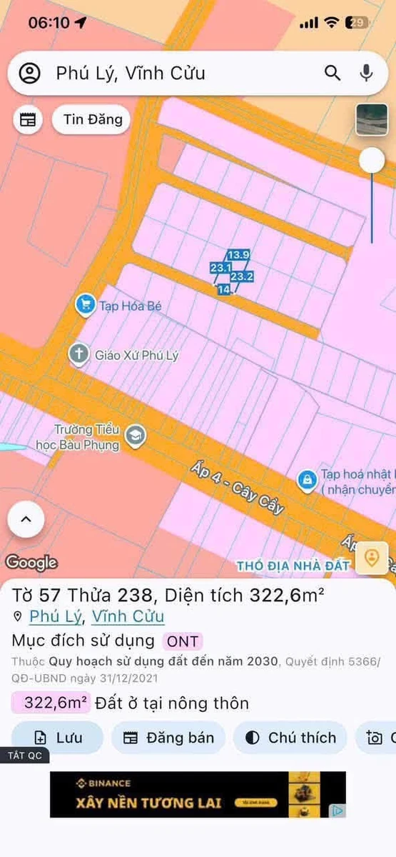 Bán đất vườn Phú Lý Vĩnh Cửu 326m2 giá 1 tỷ - Ảnh thu nhỏ 2