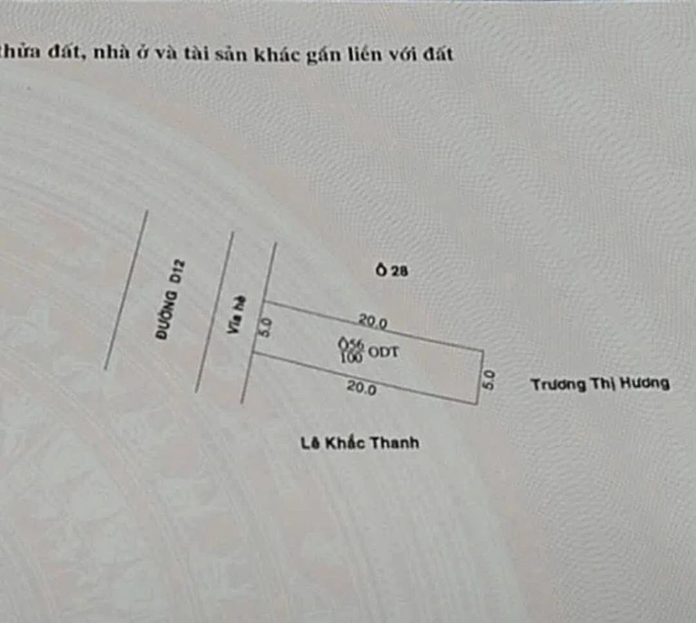 Bán đất 5x20 (100m²) đường D12 Phú Tân, giá 2 tỷ 950 - Ảnh 1