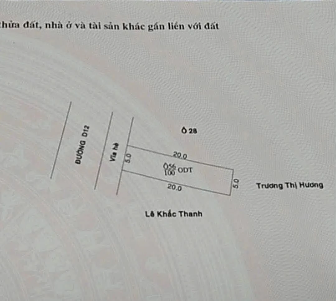 Bán đất 5x20 (100m²) đường D12 Phú Tân, giá 2 tỷ 950 - Ảnh 1