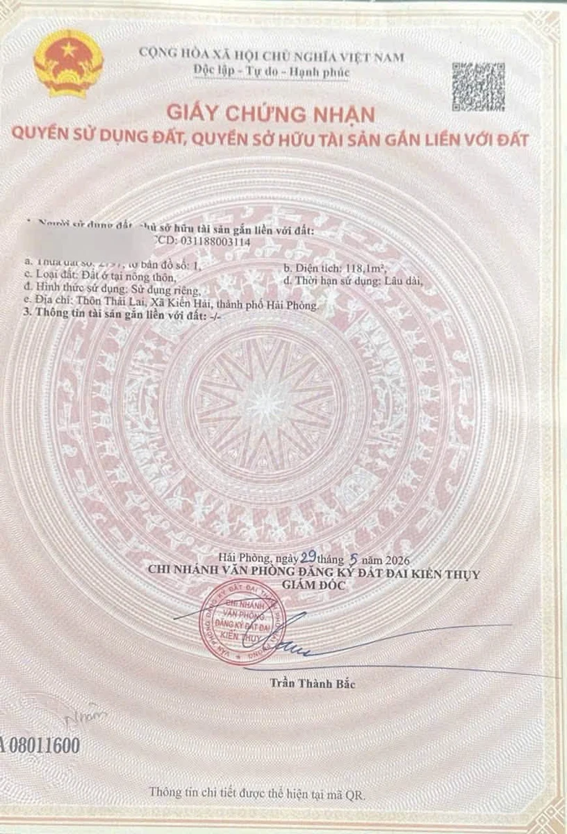 Bán lô đất 118m2 mặt tiền 4m tại Kiến Thụy, Hải Phòng - Ảnh 1