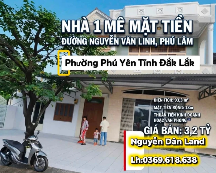 Bán nhà mặt tiền Nguyễn Văn Linh 93,8m² giá 3,2 tỷ tại Phường Phú Yên, Đắk Lắk