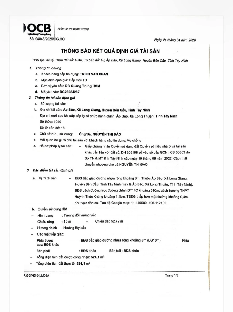 Bán đất Long Thuận Tây Ninh 525m² mặt tiền 12m - Ảnh thu nhỏ 5