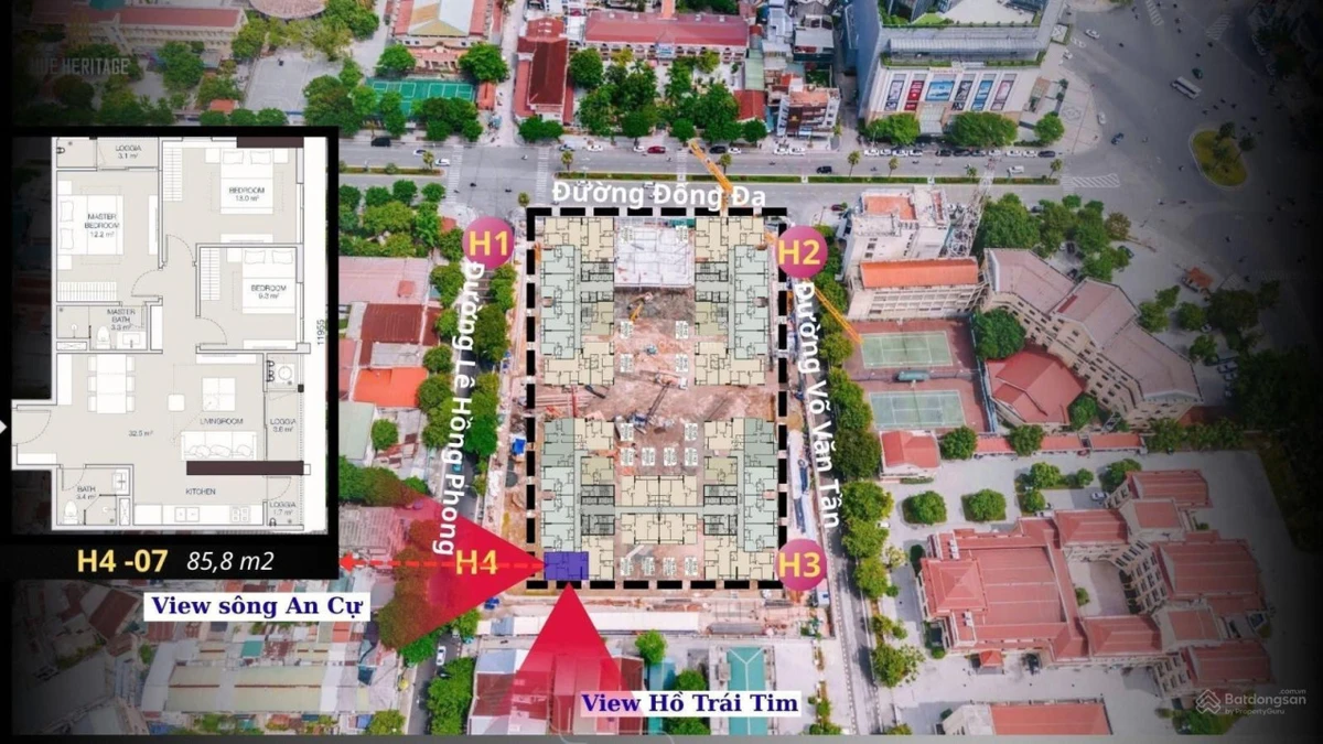 Huế Heritage, Căn góc ngoài - tầng 19 - view Hoàng Thành, Phú Văn Lâu, sông Hương, núi Ngự Bình - Ảnh 1