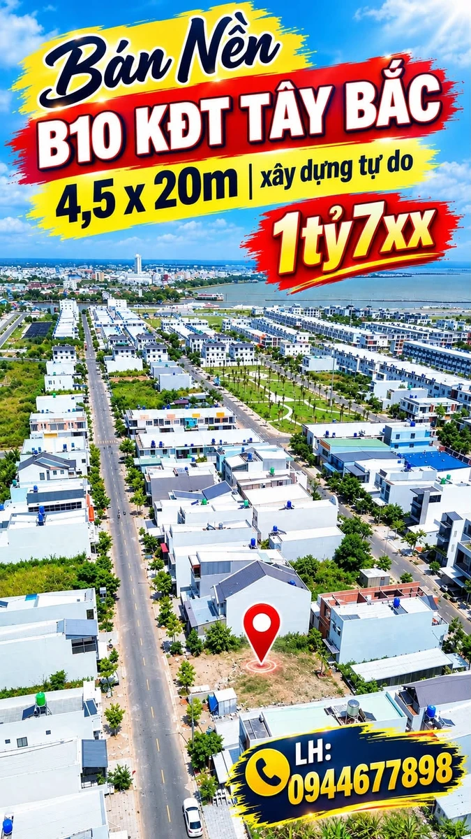 Bán nền đất Tây Bắc 90m², giá 1,7 tỷ - Ảnh 1