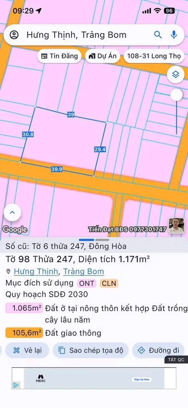 Bán đất 1.100 tỷ, 1.170 m² tại Hưng Thịnh, Đồng Nai