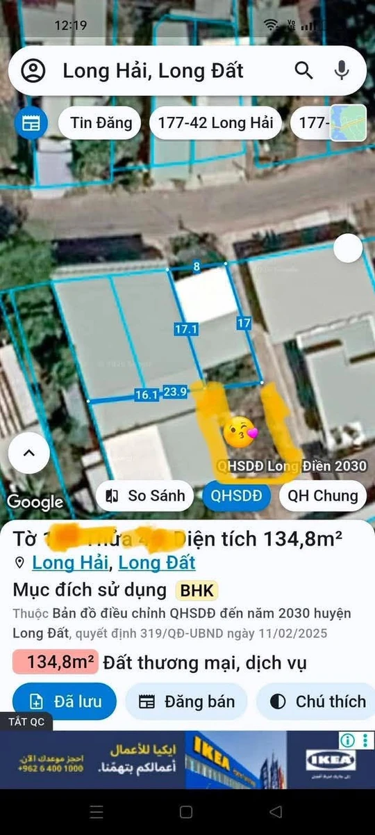 Bán lô đất 2 mặt tiền 240m² Long Hải 1 tỷ 7 - Ảnh 1