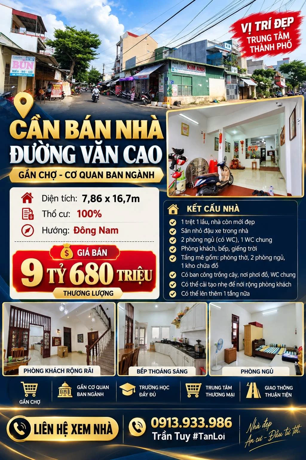 Bán nhà 1 trệt 1 lầu đường Văn Cao 131 m² - 9,68 tỷ - Ảnh 1