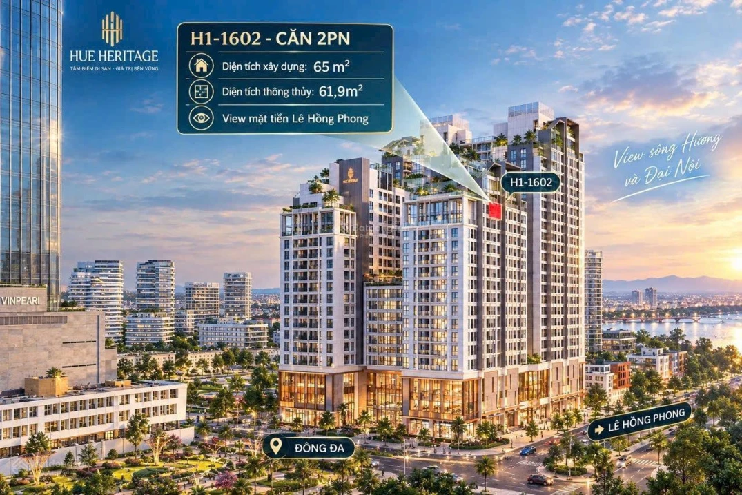 Căn hộ 2PN tầng 16 Hue Heritage. View Sông Hương- Đại Nội Huế - Ảnh thu nhỏ 2