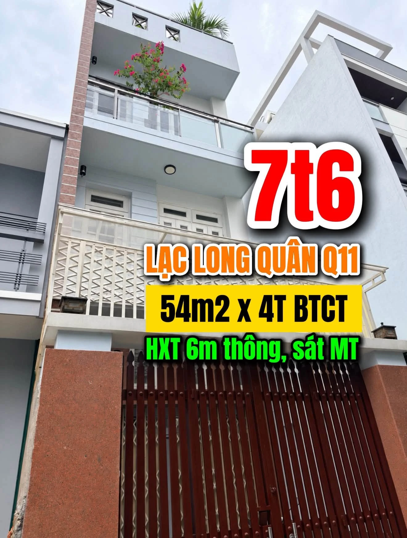 Bán nhà hẻm 4 tầng Lạc Long Quân Quận 11, 54m2, 7.6 tỷ - Ảnh 1