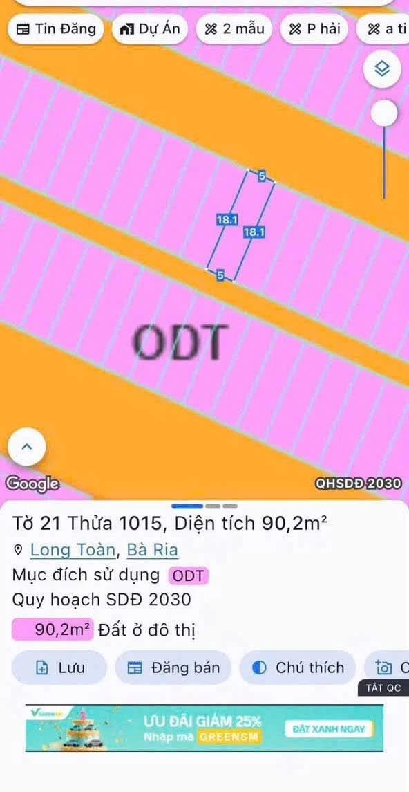 Bán lô đất Phan Thanh Giản 90m² full thổ cư Bà Rịa - Ảnh 1