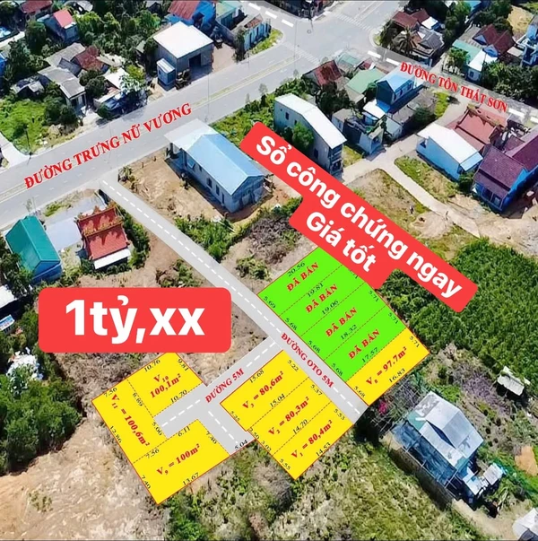 Bán đất gần đường Trưng Nữ Vương, trung tâm Huế, diện tích 80-100m2, giá khoảng 1 tỷ