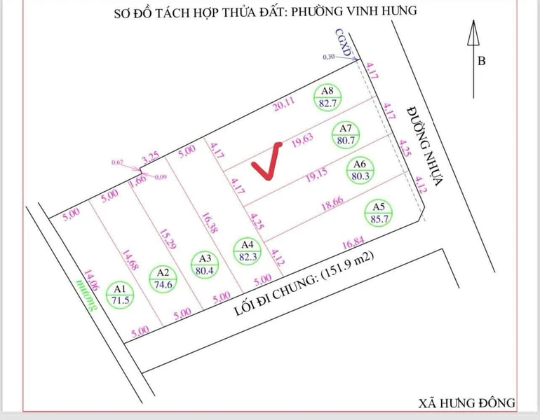 Bán đất Vinh Hưng, Nghệ An 80,7m² giá 3,14 tỷ