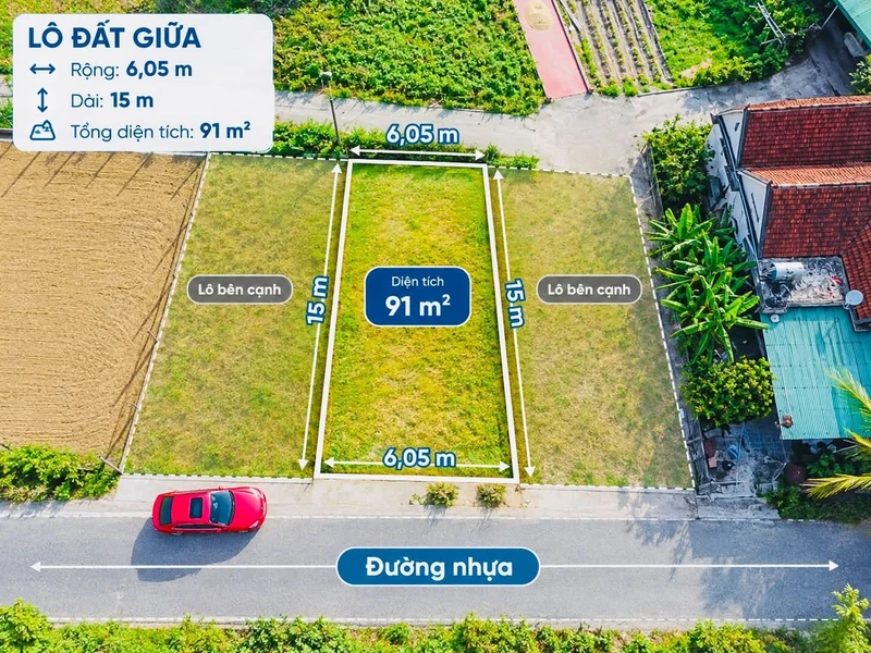 Bán đất 91m2 Trường Sơn Nghi Trường, giá 1 tỷ 3