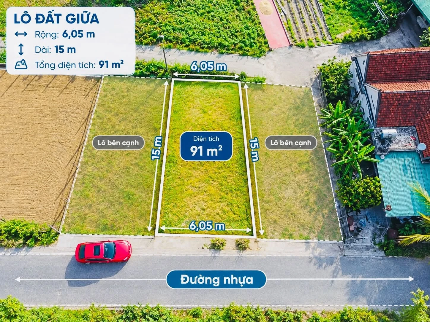 Bán đất 91m2 Trường Sơn Nghi Trường, giá 1 tỷ 3 - Ảnh 1