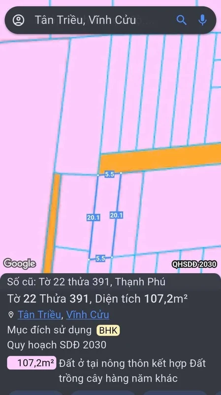 Bán đất Tân Triều Đồng Nai 110m² 1 tỷ 170 triệu