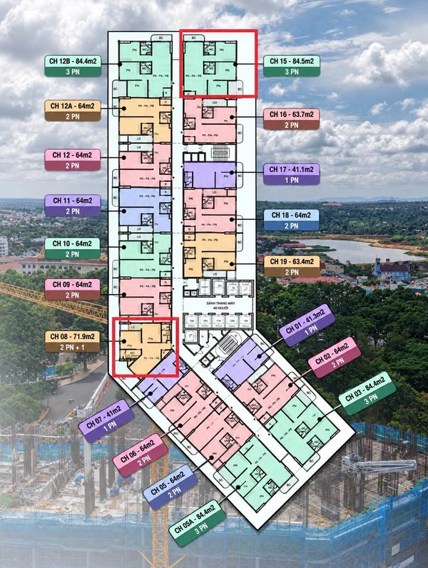 Bán căn hộ 2PN 74m² ban công 20m² tại Ecopalace, Buôn Ma Thuột