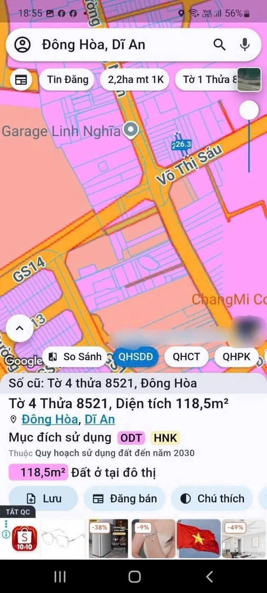 Bán đất mặt tiền Võ Thị Sáu 118m² Dĩ An - Ảnh thu nhỏ 3