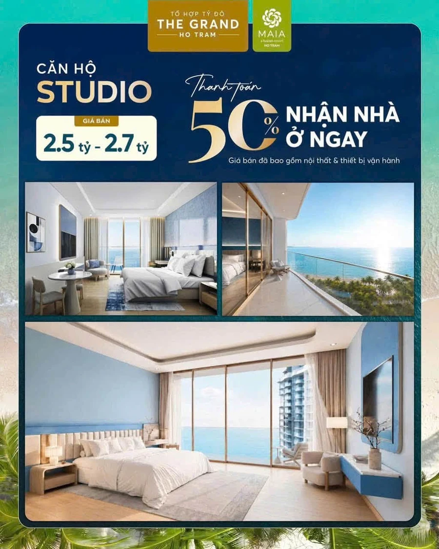 Bán căn hộ studio mặt tiền biển 35m² từ 2.5 tỷ Hồ Tràm - Ảnh thu nhỏ 3