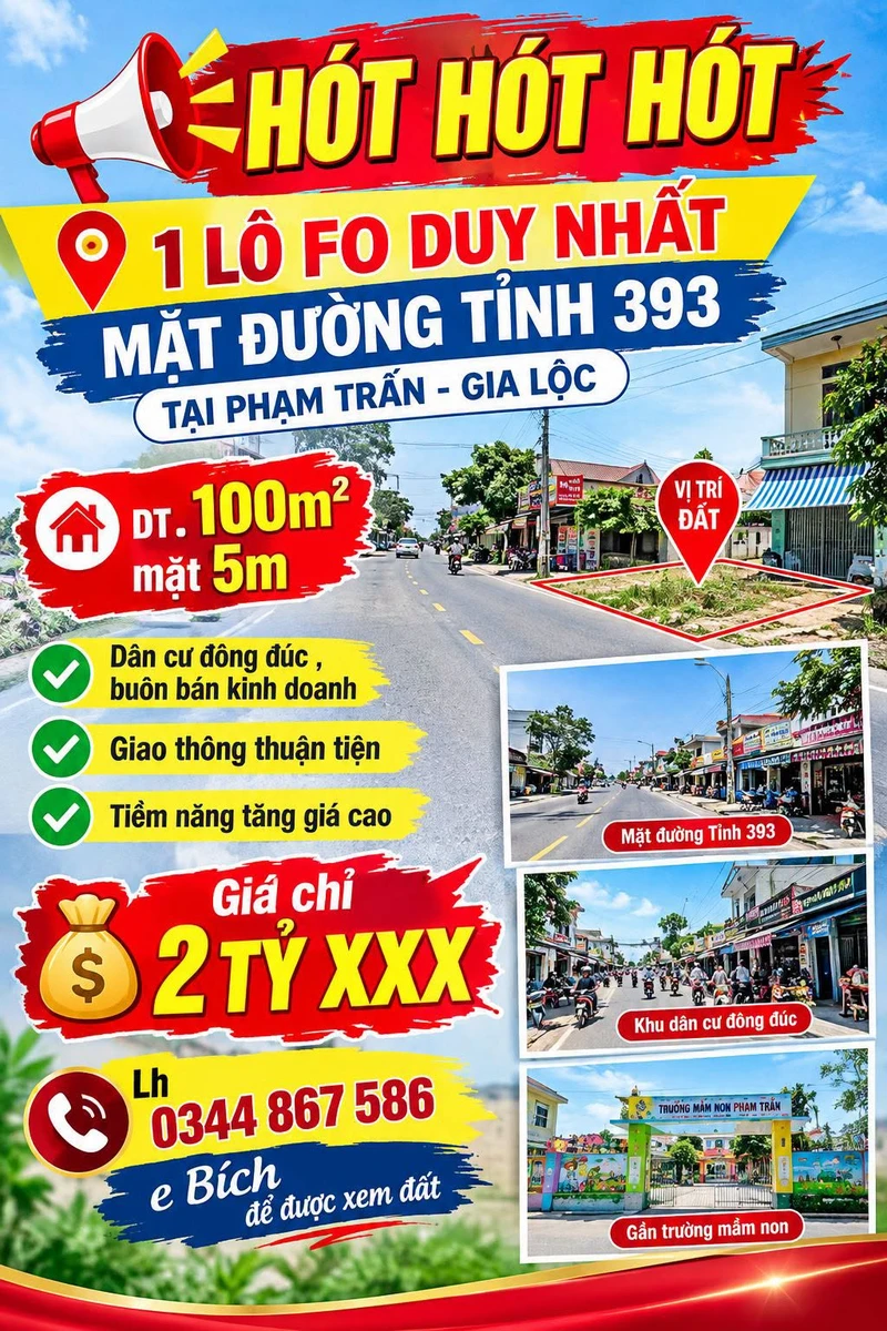 Bán lô đất 100m2 mặt đường Tỉnh 393 Phạm Trấn Gia Lộc - Ảnh thu nhỏ 3