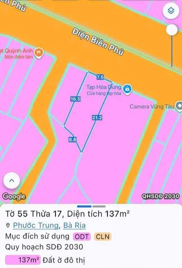Bán đất mặt tiền Điện Biên Phủ 137m² Phước Hiệp 6 tỷ 7 - Ảnh 1