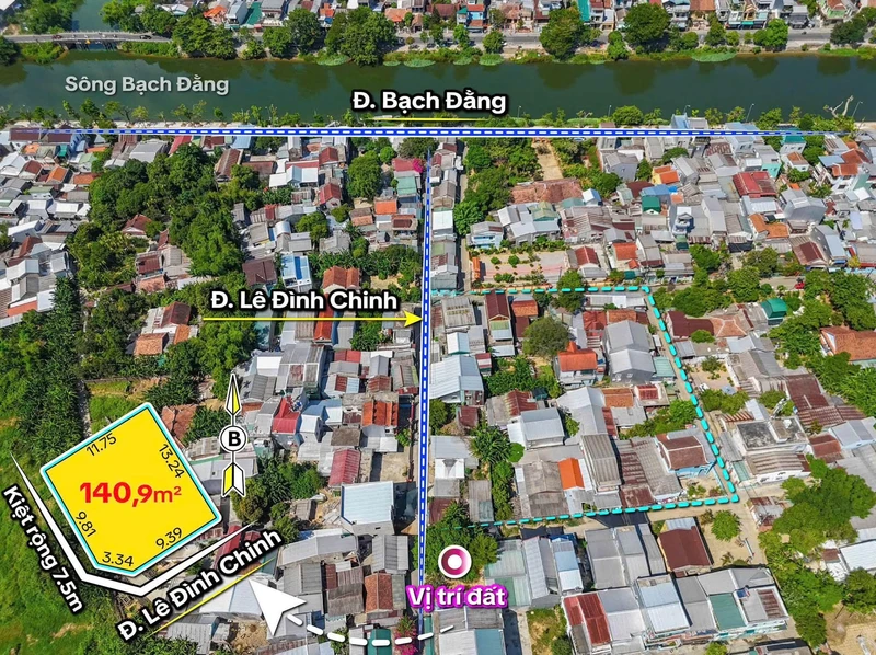 Bán đất 2 mặt tiền Lê Đình Chính, Huế, 141m2, 2 tỷ 6
