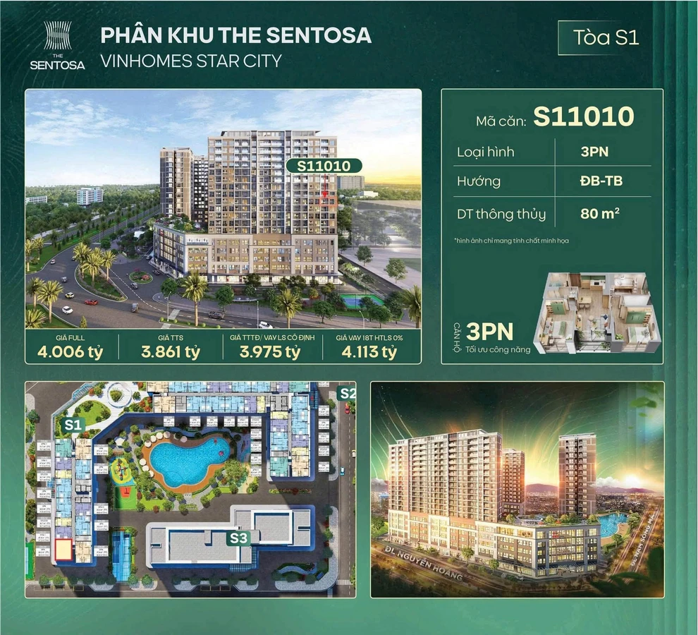 Bán căn hộ studio 32.9m² Sentosa Tầng 18 1.48 tỷ - Ảnh thu nhỏ 4