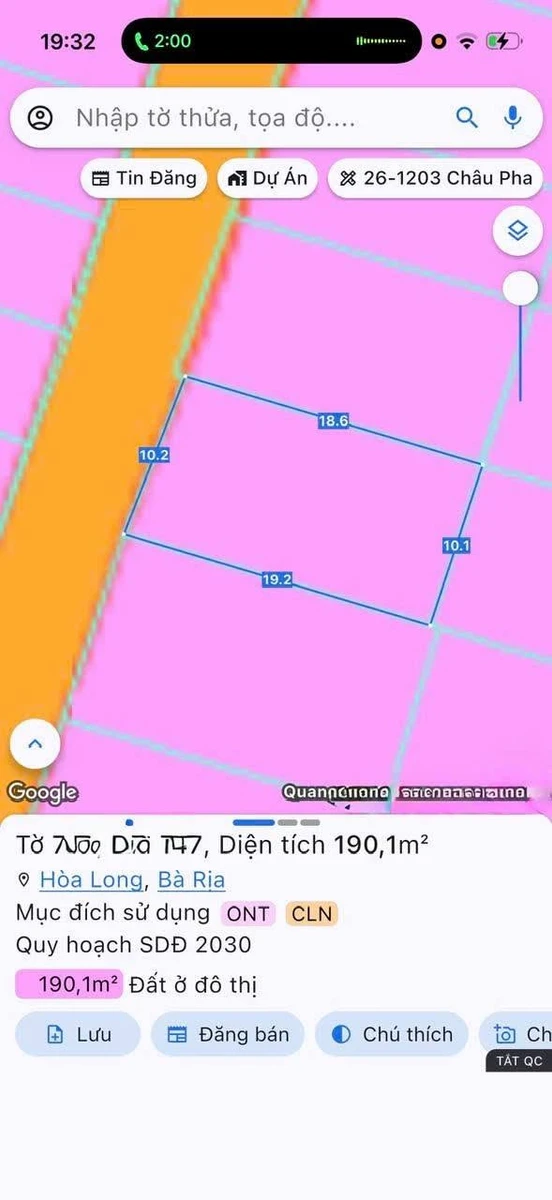Bán lô đất mặt tiền 190m2 nhánh đường số 3 Hòa Long, TP Bà Rịa - Ảnh thu nhỏ 3
