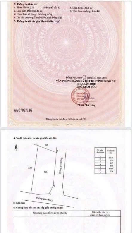 Bán đất thổ cư góc 2 mặt tiền 123m2 đường Nguyễn Hoàng, Tam Phước, giá 2 tỷ