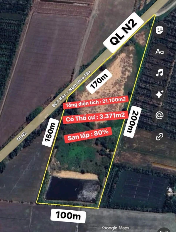 Bán đất mặt tiền QL2 Tây Ninh 21.000m2