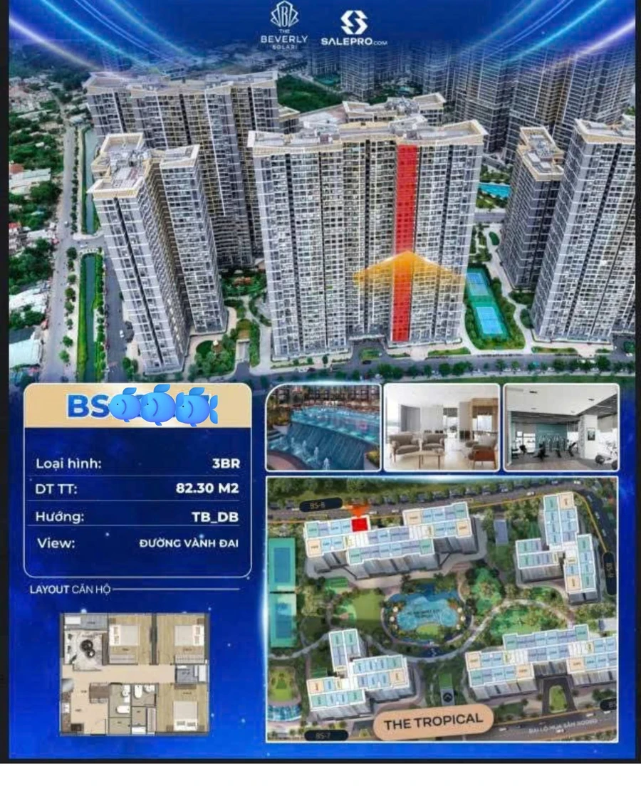 Bán căn hộ 3PN 82m2 THE BEVERLY SOLARI Vinhomes Grand Park 4,5 tỷ - Ảnh 1