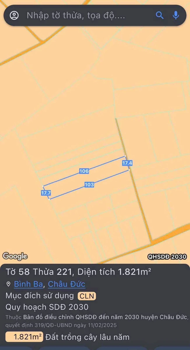 Bán đất 1.821m2 đường ô tô Xã Ngãi Giao 1.1 tỷ - Ảnh 1