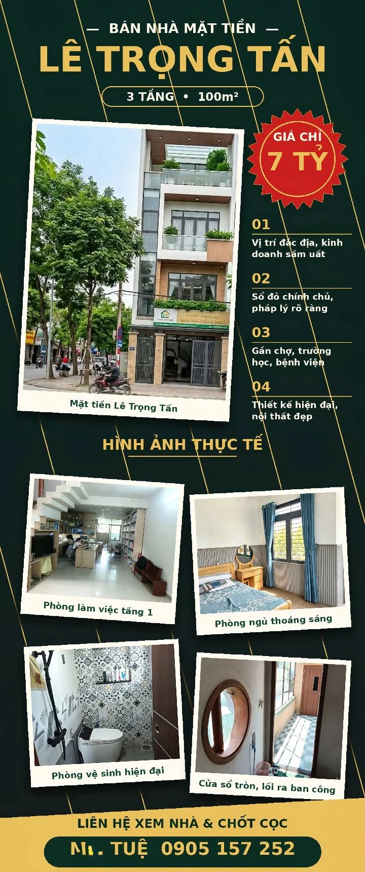 Bán nhà mặt tiền Lê Trọng Tấn 100m2, 3 phòng ngủ, 6.99 tỷ - Ảnh 1
