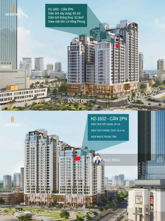 Ra mắt 2PN H2 - 1602 view trực diện ngã 6 thành phố, Sông Hương - vị trí đẹp Hue Heritage - Ảnh thu nhỏ 3