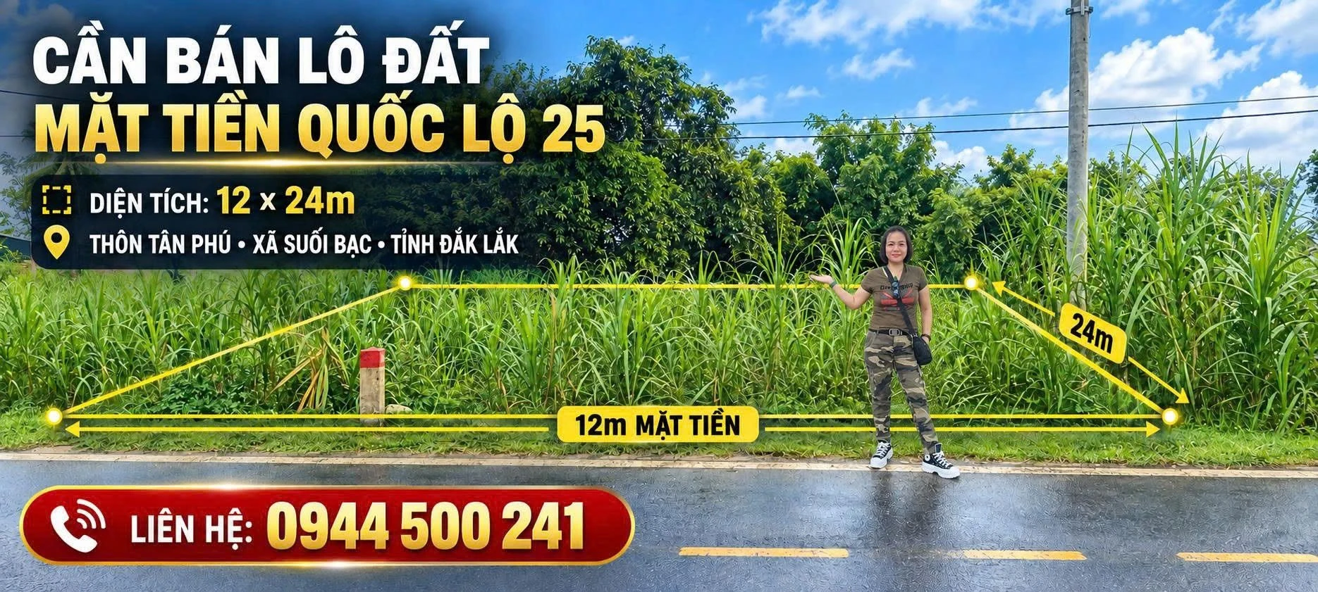 Bán lô đất mặt tiền Quốc Lộ 25, 288 m², Đắk Lắk - Ảnh 1