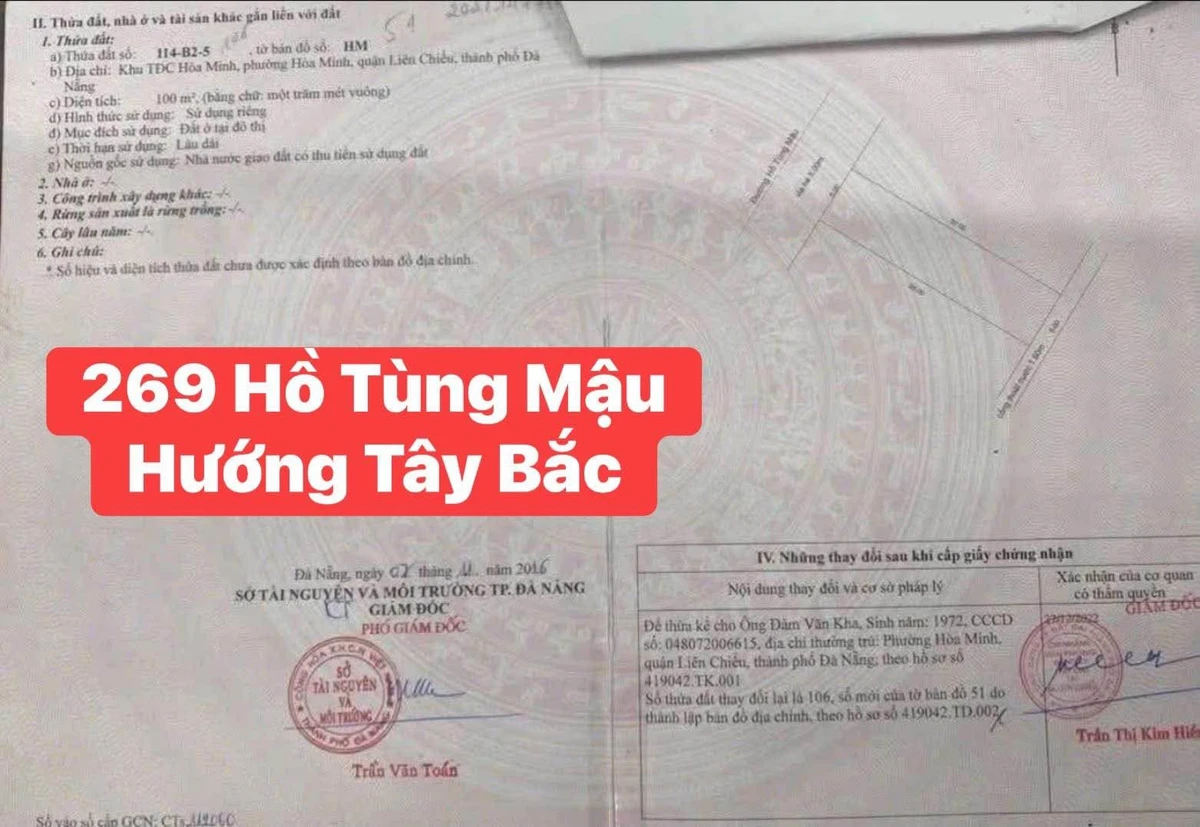 Bán đất mặt tiền Hồ Tùng Mậu 100m² Đà Nẵng - Ảnh 1