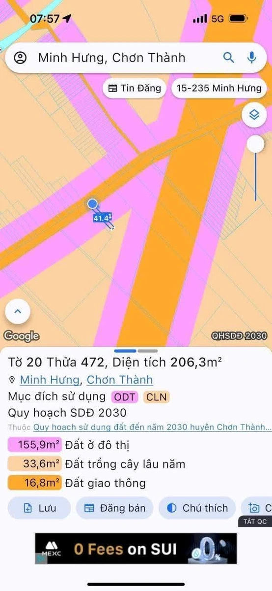 Đất mặt tiền đường Nhựa Số 10, Chơn Thành, 205m², 590 triệu - Ảnh thu nhỏ 3