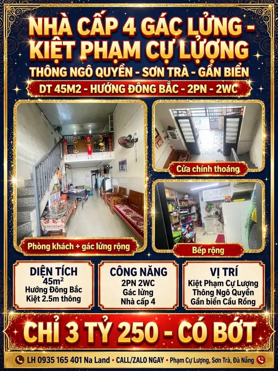 Bán nhà cấp 4 gác lửng 45m2 kiệt Phạm Cự Lượng, Sơn Trà, Đà Nẵng - Ảnh 1