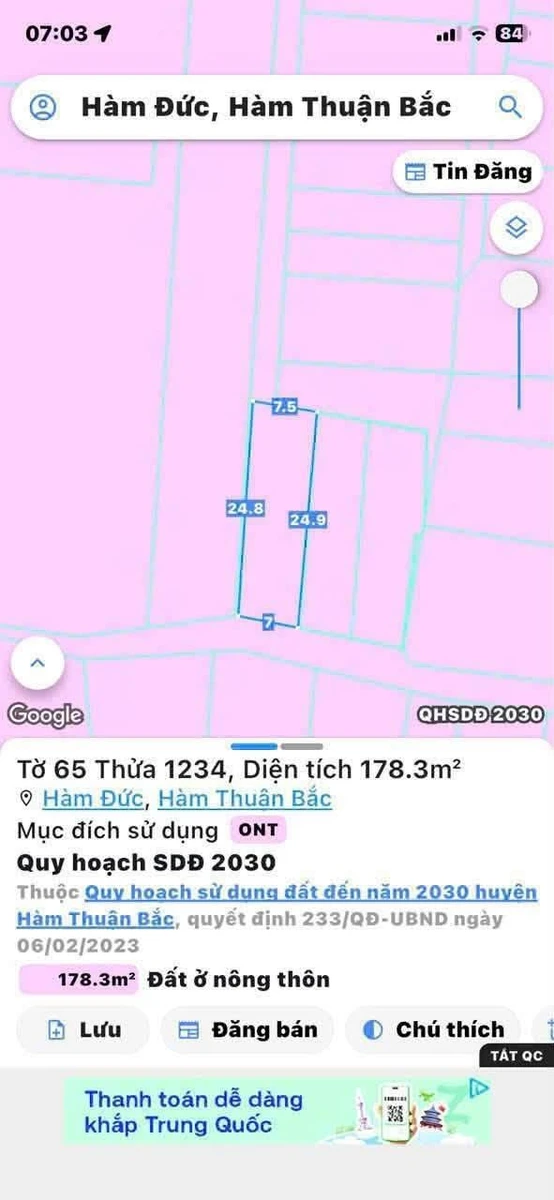 Bán 178m2 đất thổ cư Bình Thuận giá 499 triệu - Ảnh thu nhỏ 3