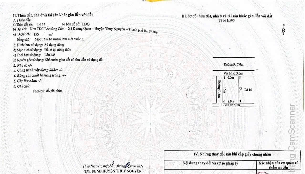 Bán đất lô LK03-14 khu TĐC Bắc Sông Cấm 135m2, Thủy Nguyên, Hải Phòng - Ảnh 1