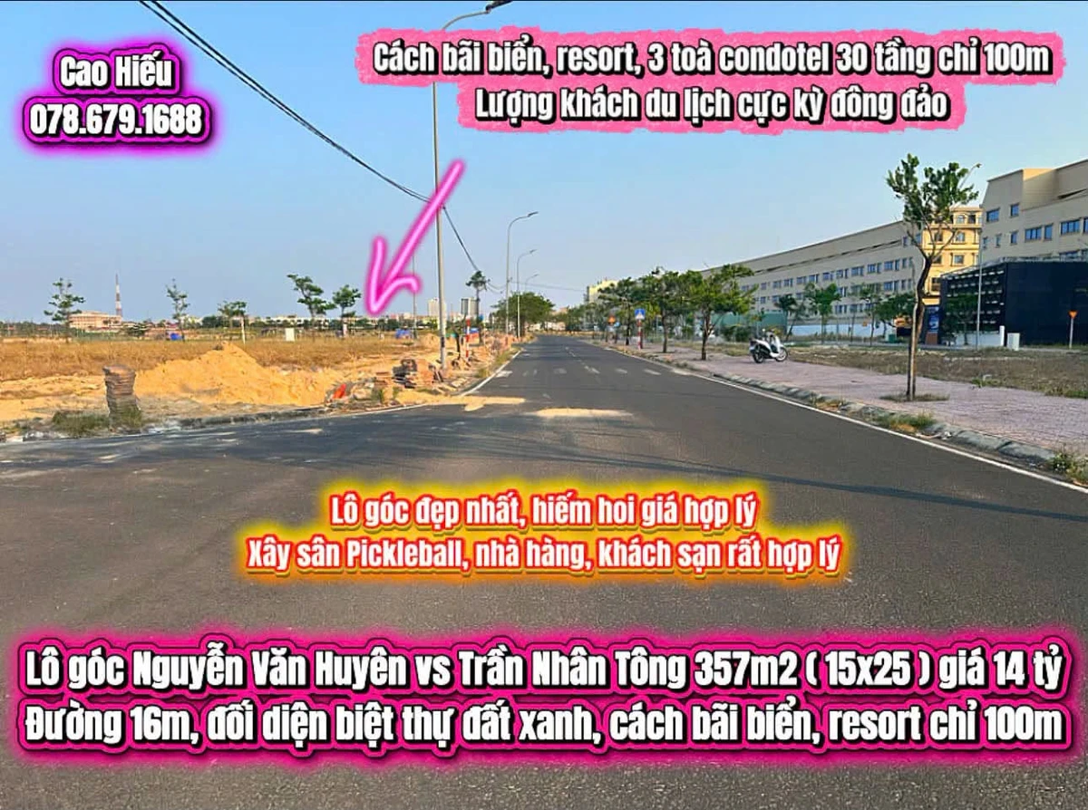 Bán lô góc Nguyễn Văn Huyên vs Trần Nhân Tông 357m² Tuy Hoà 14 tỷ - Ảnh 1