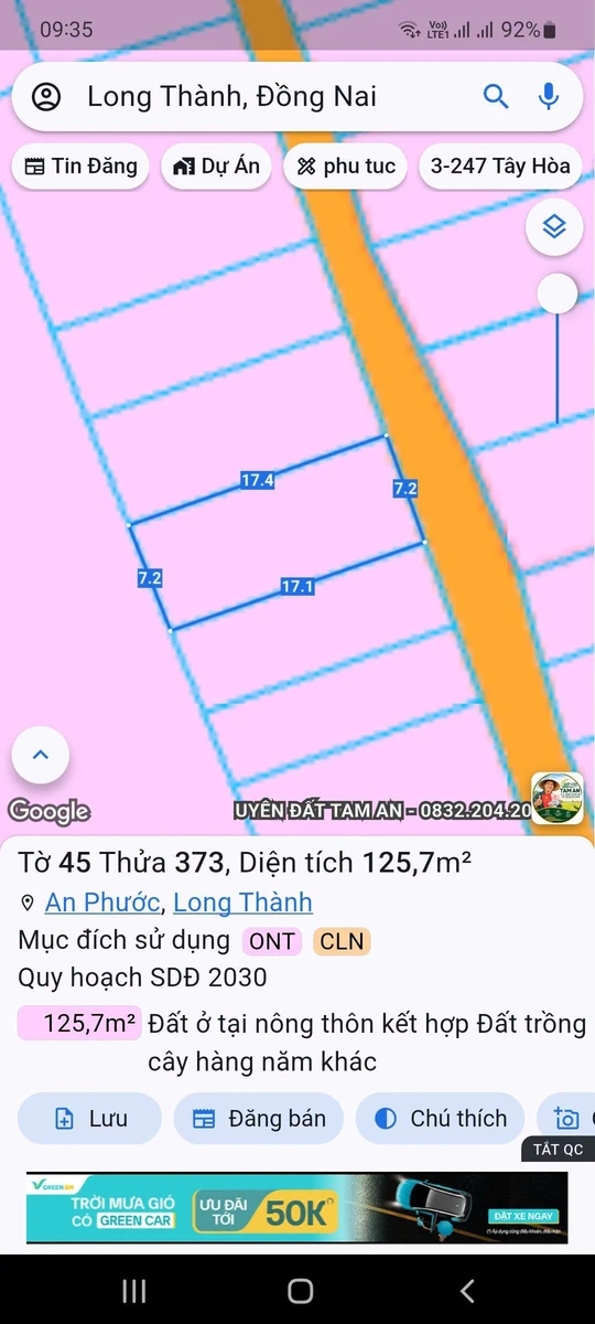 Bán lô đất An Phước Long Thành 126m2, 1.7 tỷ - Ảnh 1