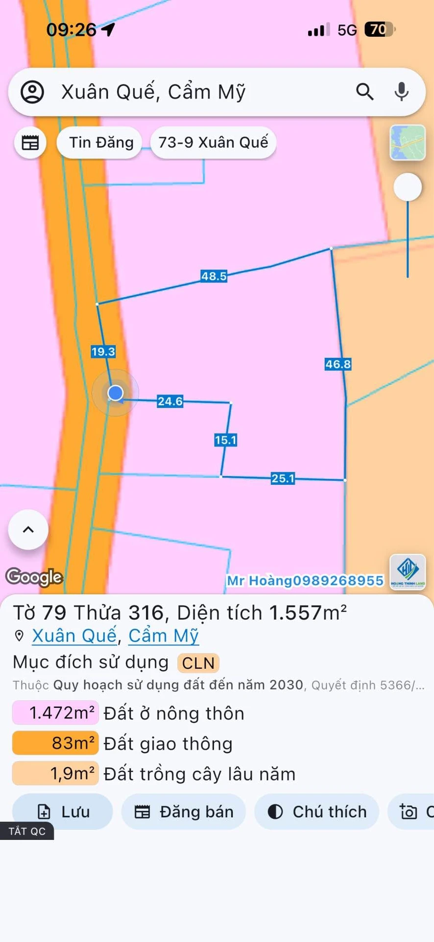 Bán 1.923m² đất thổ cư Xuân Quế, Đồng Nai gần sân bay - Ảnh 1
