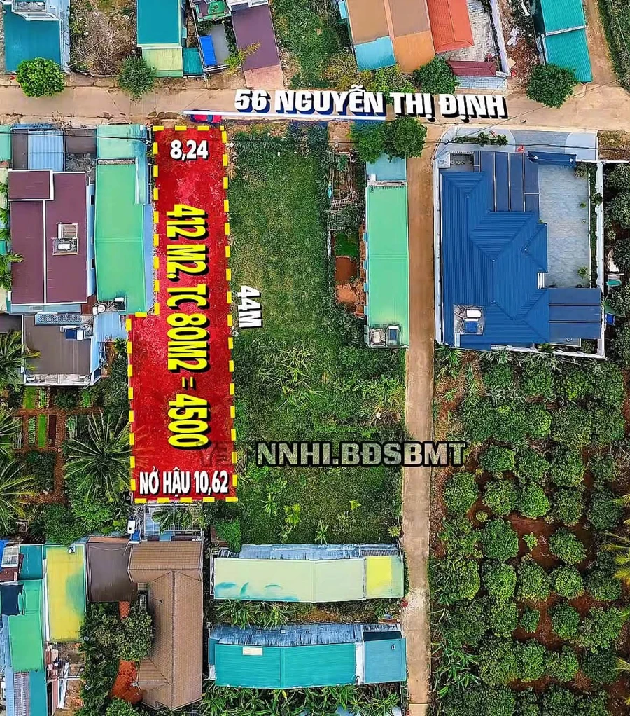 Bán đất 412m2 hẻm 56 Nguyễn Thị Định, Thành Nhất, Buôn Ma Thuột giá 4,2 tỷ - Ảnh 1
