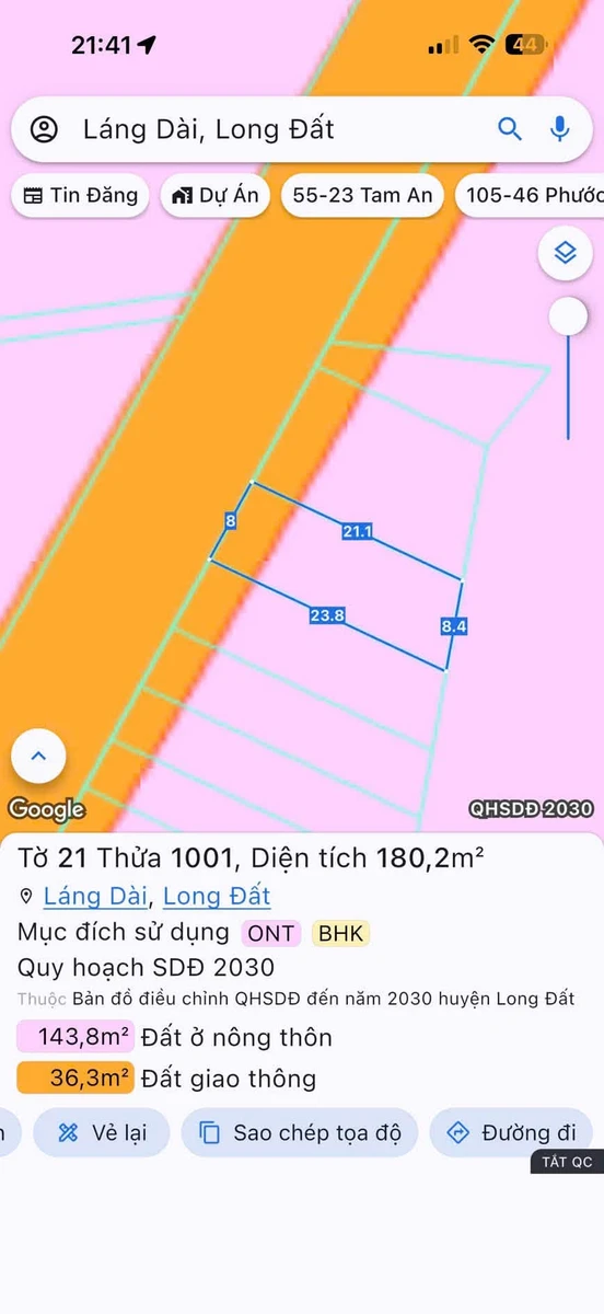 Bán đất Láng Dài, Đất Đỏ 180m2 mặt tiền 750 triệu - Ảnh 1